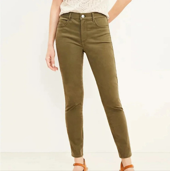 LOFT Five Pocket Skinny Pants, Color Green Size P 31/12 - Picture 1 of 15
